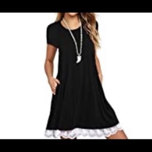 Tshirt dress with pockets and lace trim bottom size XL